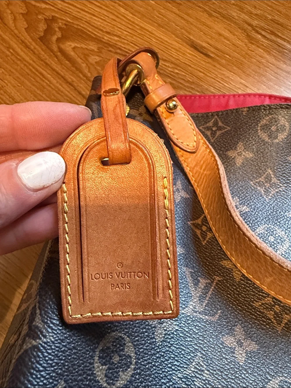 Louis Vuitton Brown Monogram Canvas Shoulder Bag with Tan Trim
